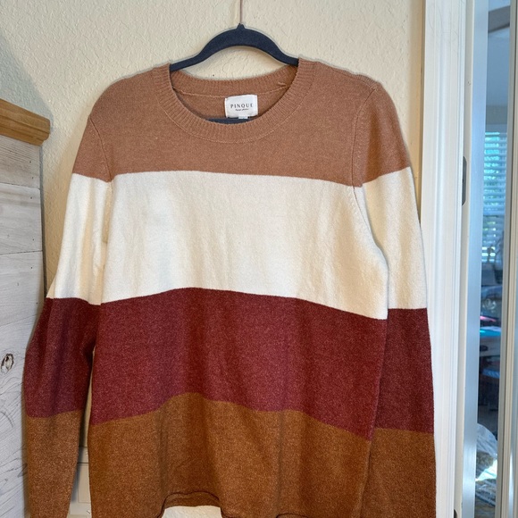Pinque‎ by Buckle  sz large oversized poly blend crewneck striped sweater NWOT - Picture 3 of 11